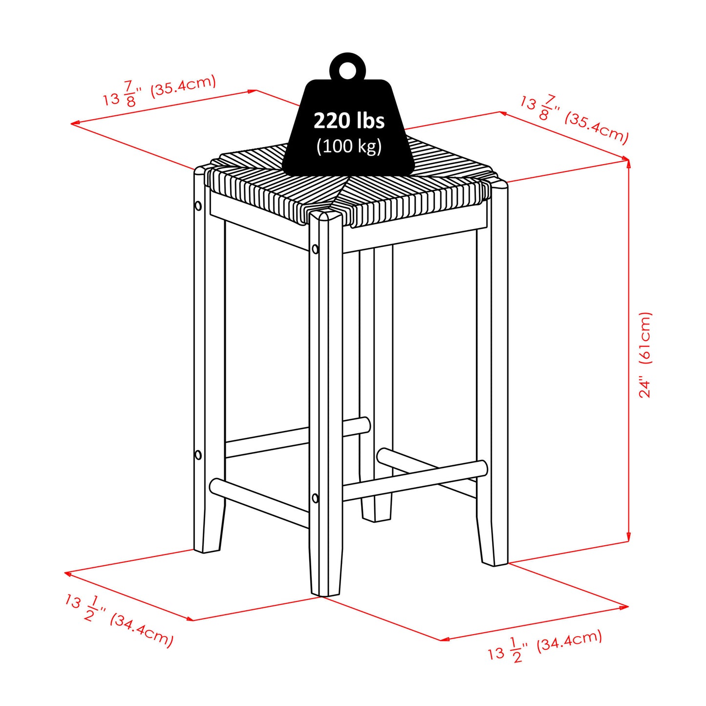 Sally 3-Pc Breakfast Table with Rush Seat Counter Stools, Walnut