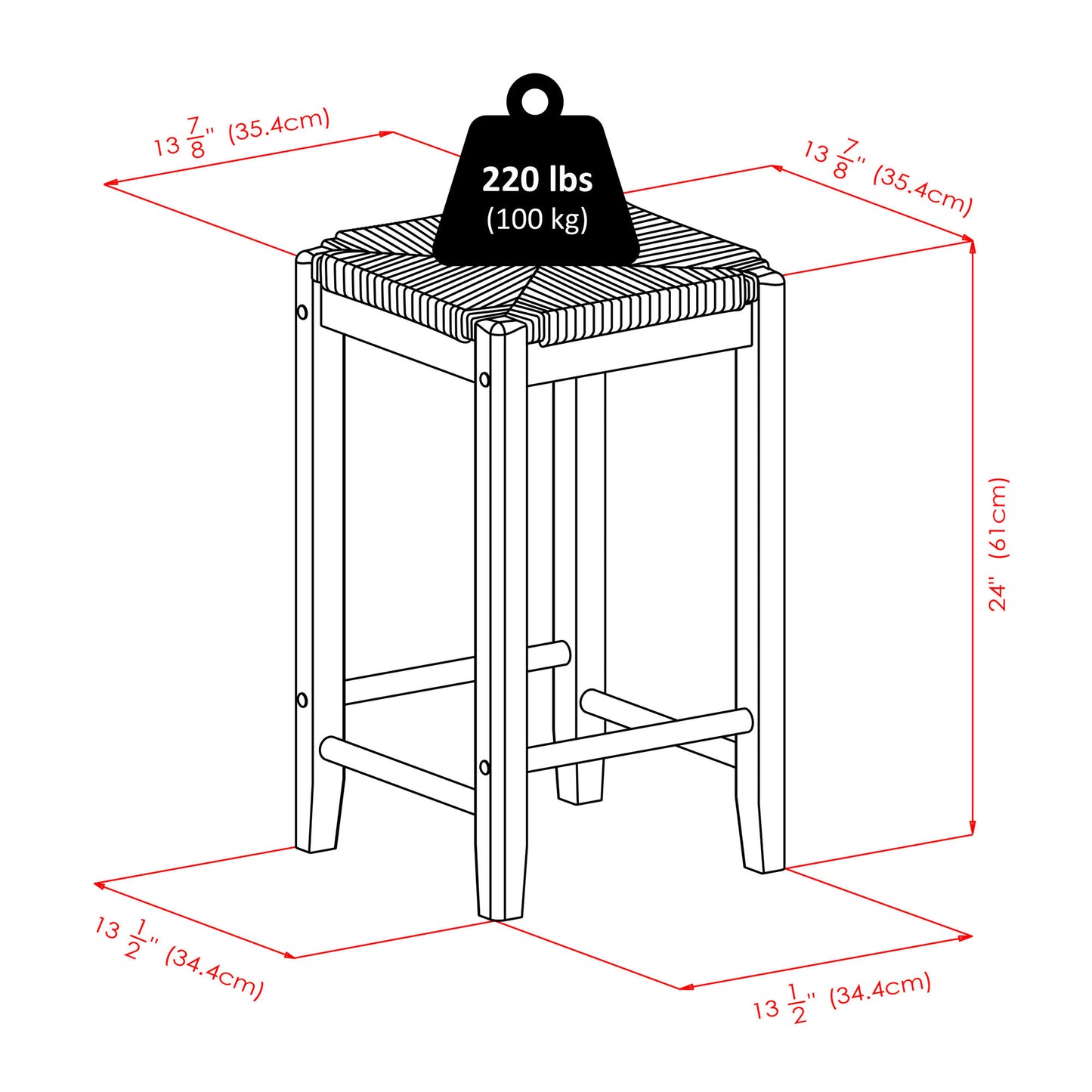 Harrington 3-Pc Drop Leaf Table with Rush Seat Counter Stools, Walnut