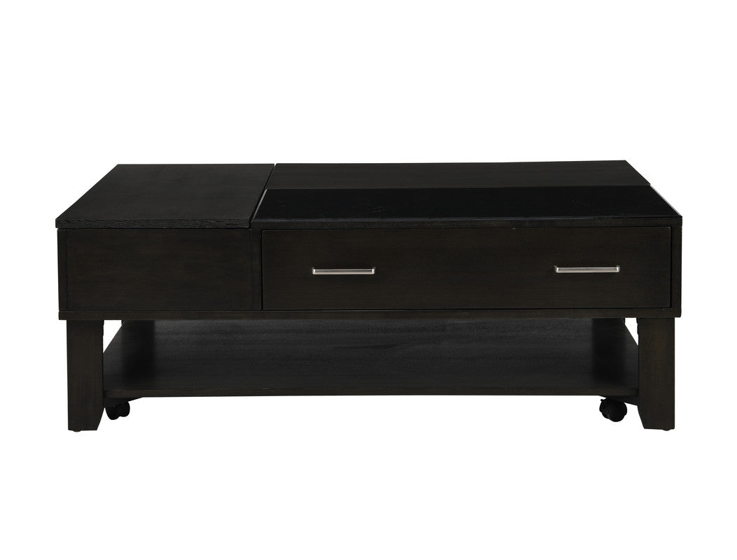 Bruno 2 Piece Ash Gray Wooden Lift Top Coffee, End Table Set, Tempered Glass Top