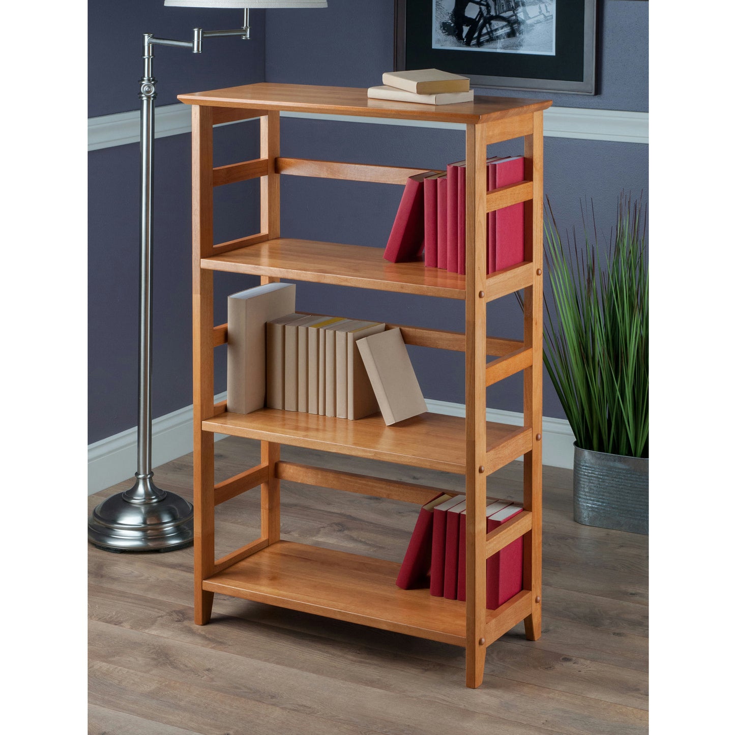 Studio Home Office 3-Section Bookshelf, Honey Pine