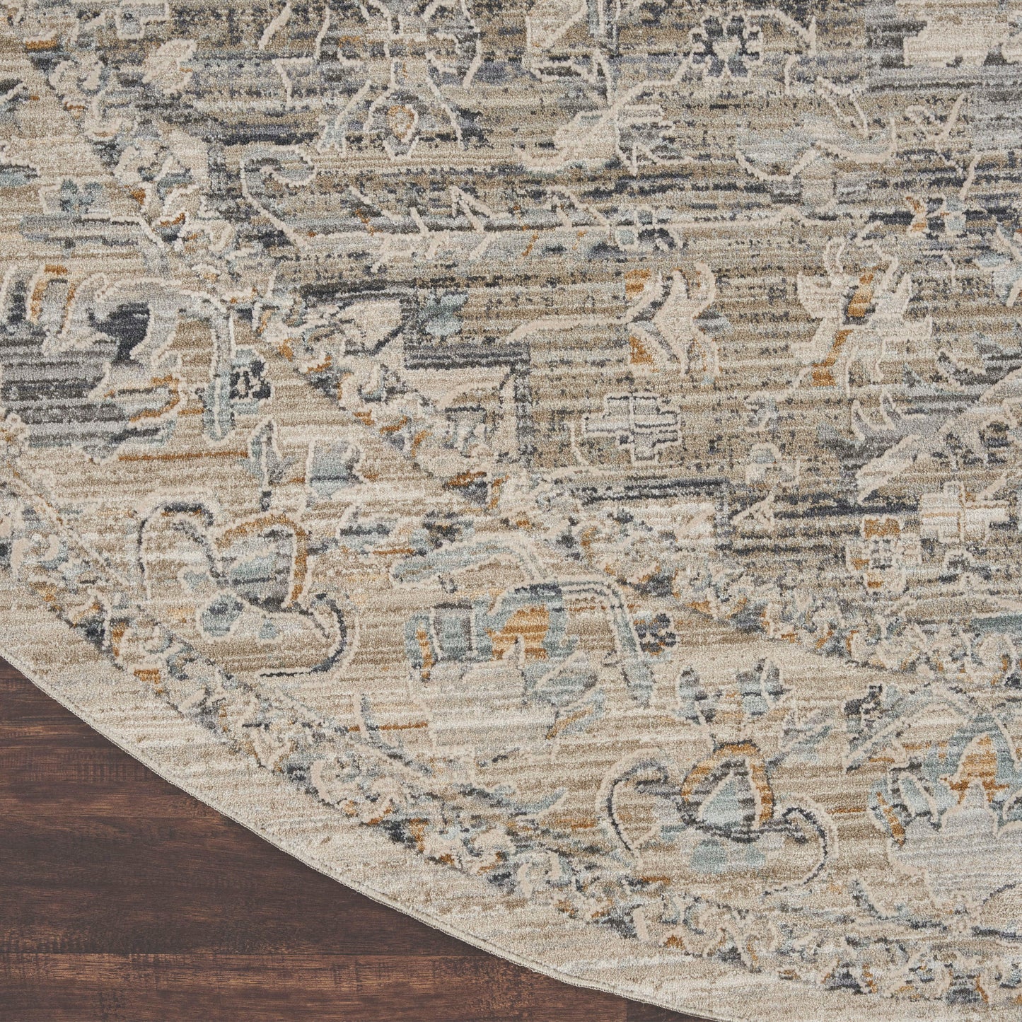 Nourison Lynx 7'10" Round Ivory Taupe Vintage Indoor Rug