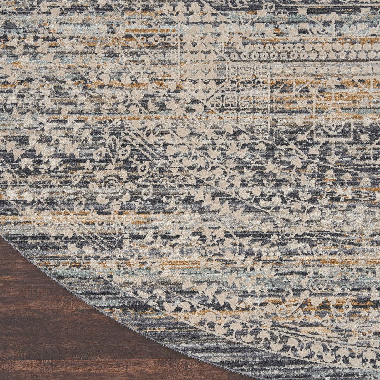 Nourison Lynx 7'10" Round Ivory Slate Bohemian Indoor Rug