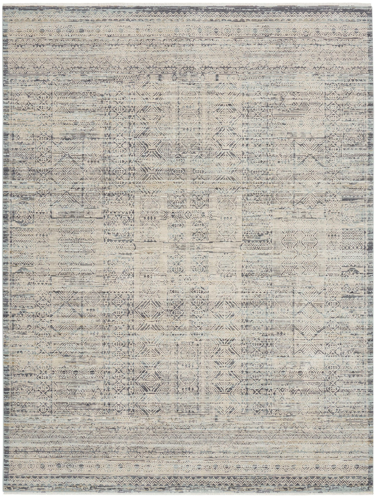 Nourison Lynx 8.6 x 11.4 Ivory Blue Bohemian Indoor Rug