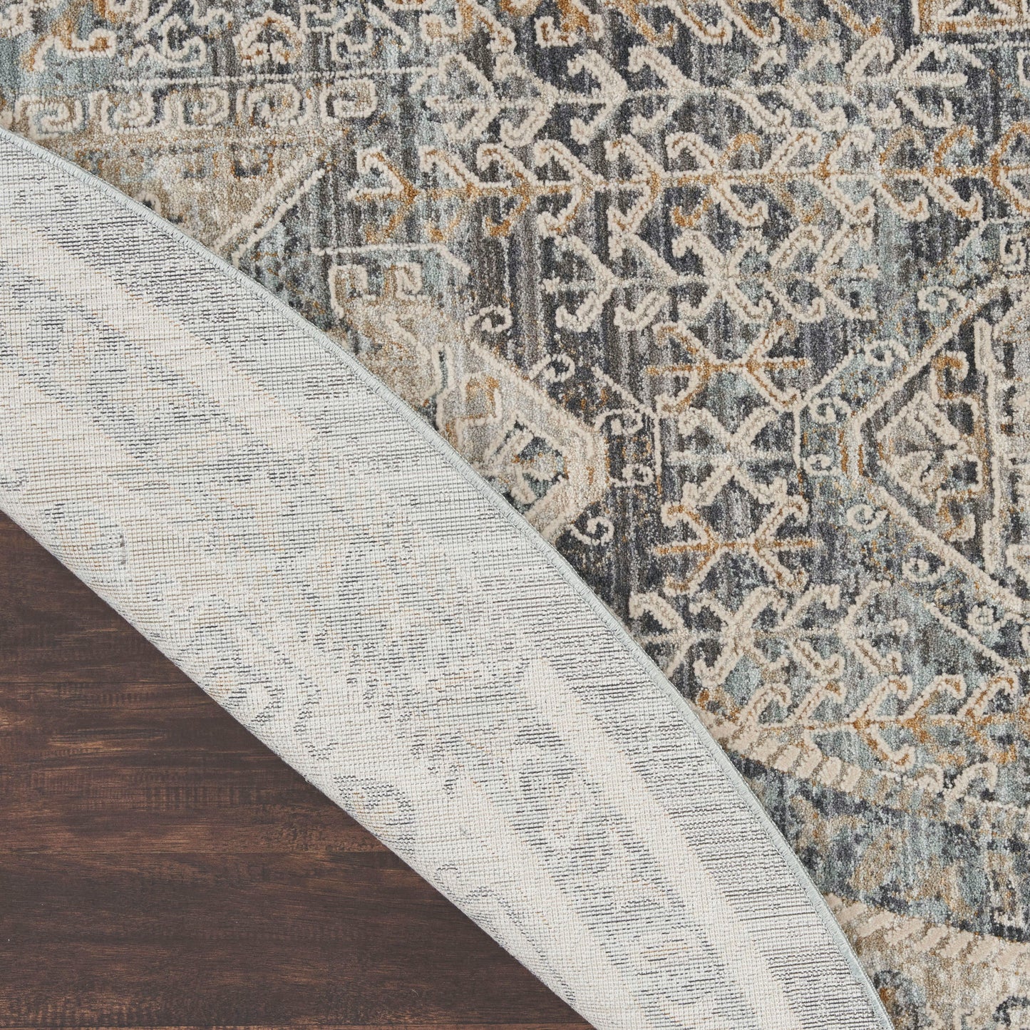 Nourison Lynx 7'10" Round Ivory Charcoal Bohemian Indoor Rug