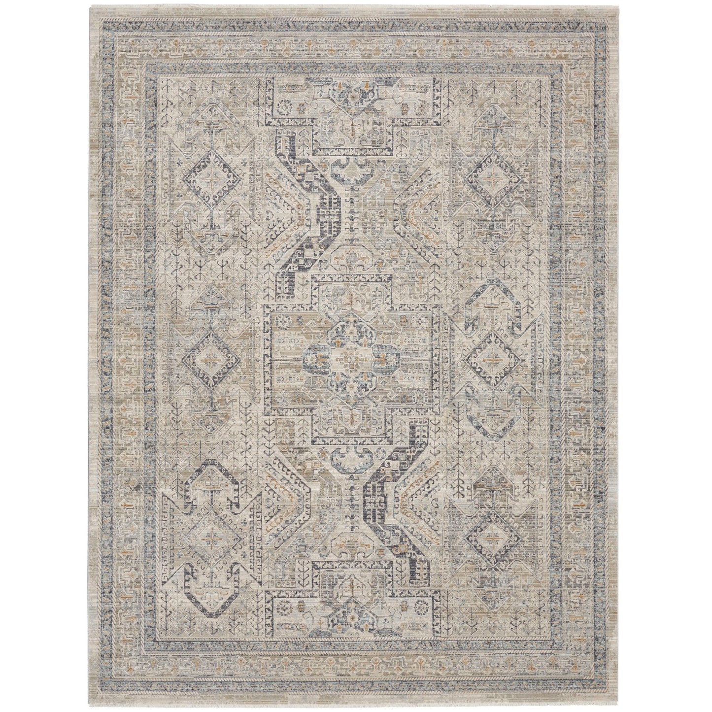 Nourison Lynx 8.6 x 11.4 Ivory/Grey/Blue Bohemian Indoor Rug