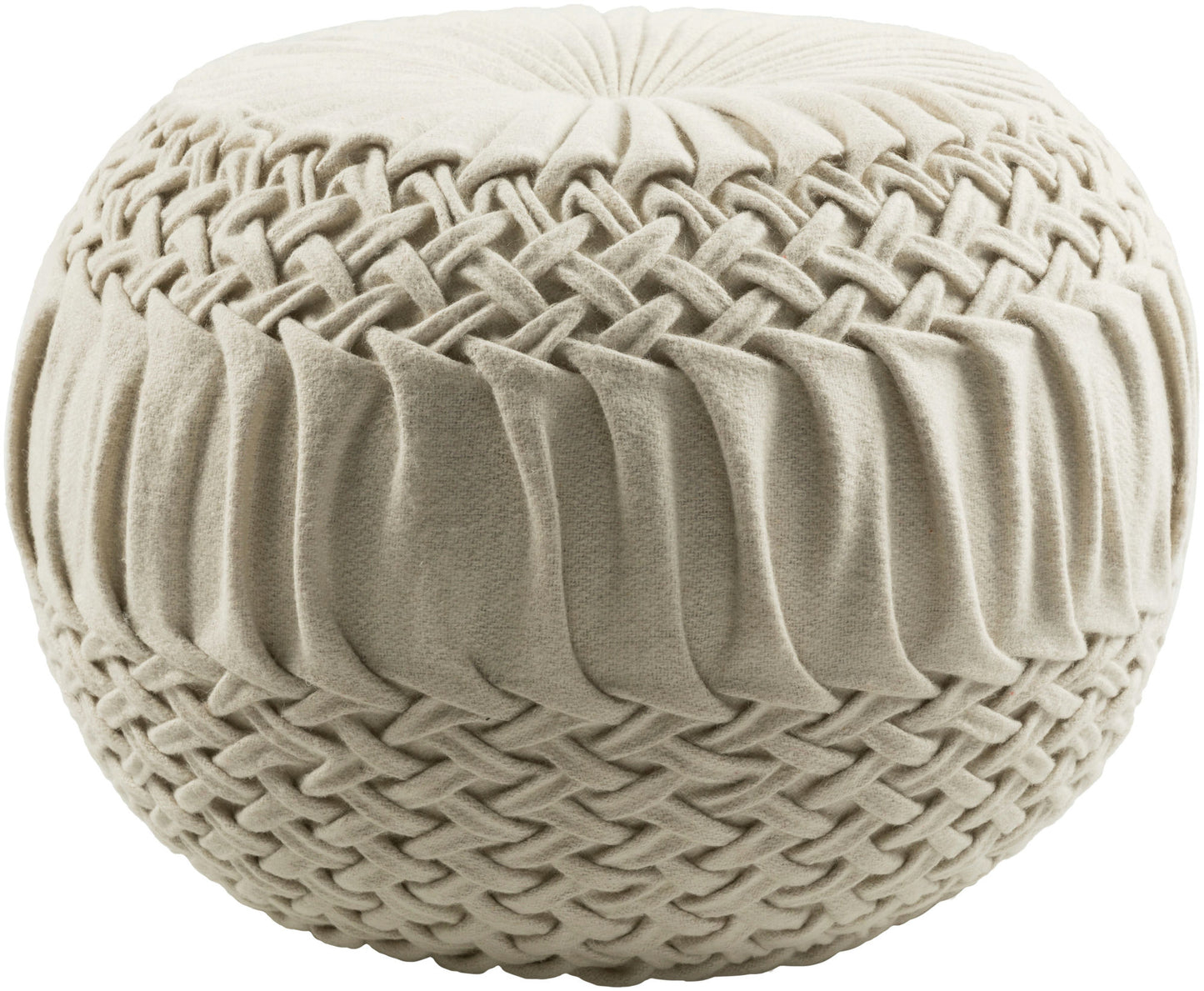 Surya Alana Cream Pouf 14"H X 18"W X 18"D
