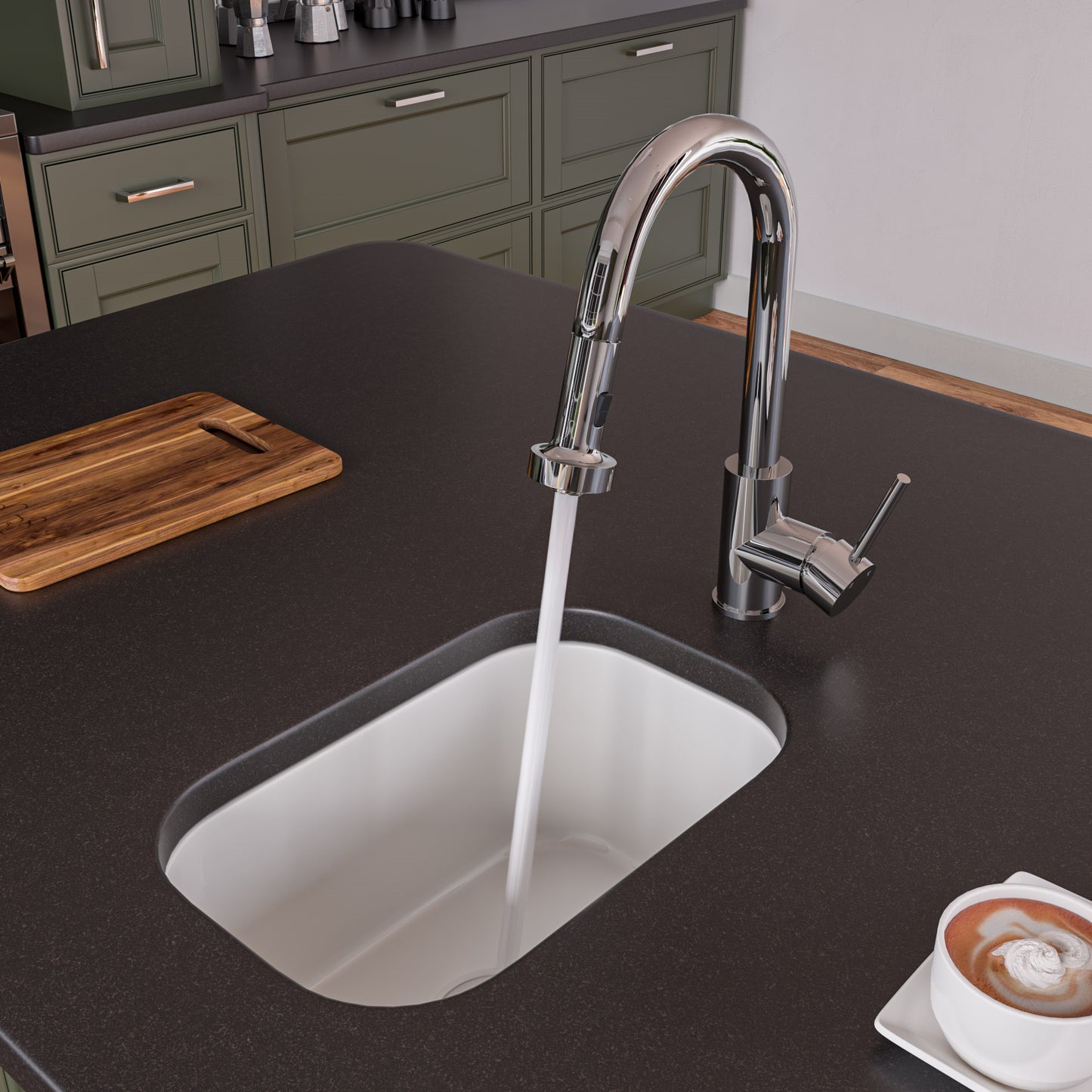 ALFI brand Small Rectangular Fireclay Undermount or Drop In Prep / Bar Sink
