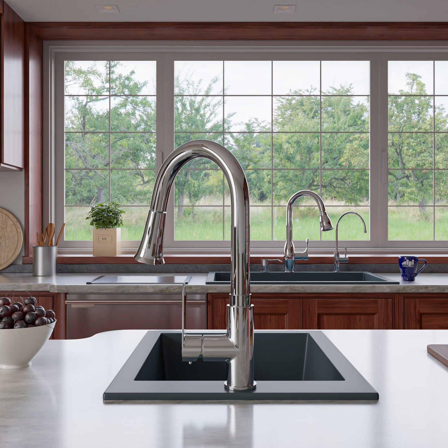 ALFI brand Titanium 17" Drop-In Rectangular Granite Composite Kitchen Prep Sink