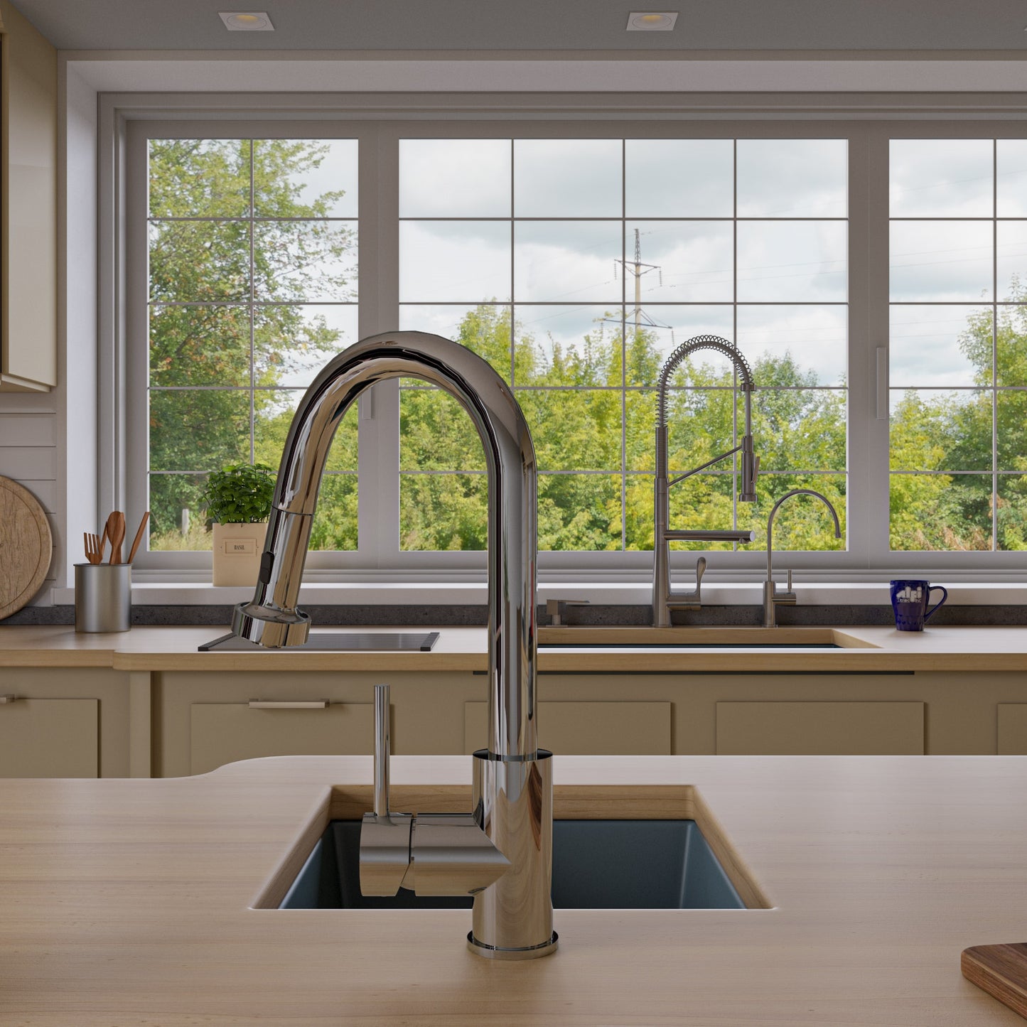 ALFI brand Titanium 17" Undermount Rectangular Composite Kitchen Prep Sink