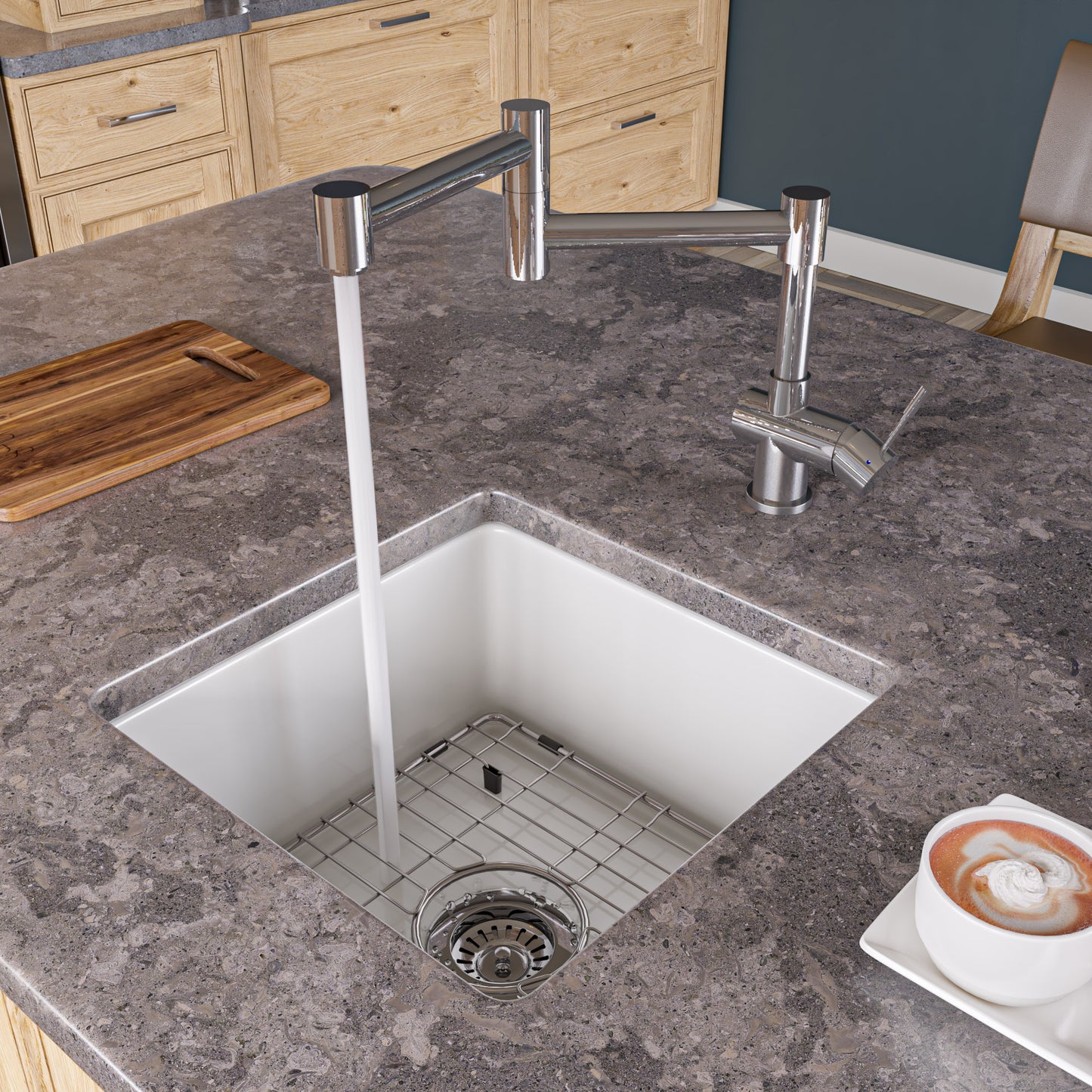 ALFI brand Solid Polished Stainless Steel Retractable Single Hole Kitchen Faucet