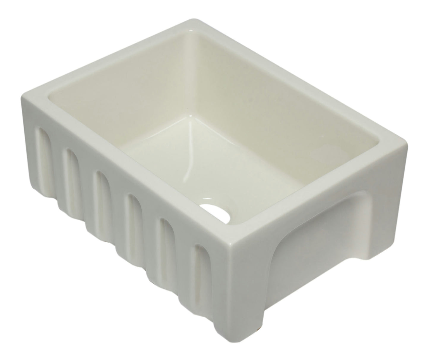 ALFI brand 24 inch Biscuit Reversible Smooth / Fluted Single Bowl Sink