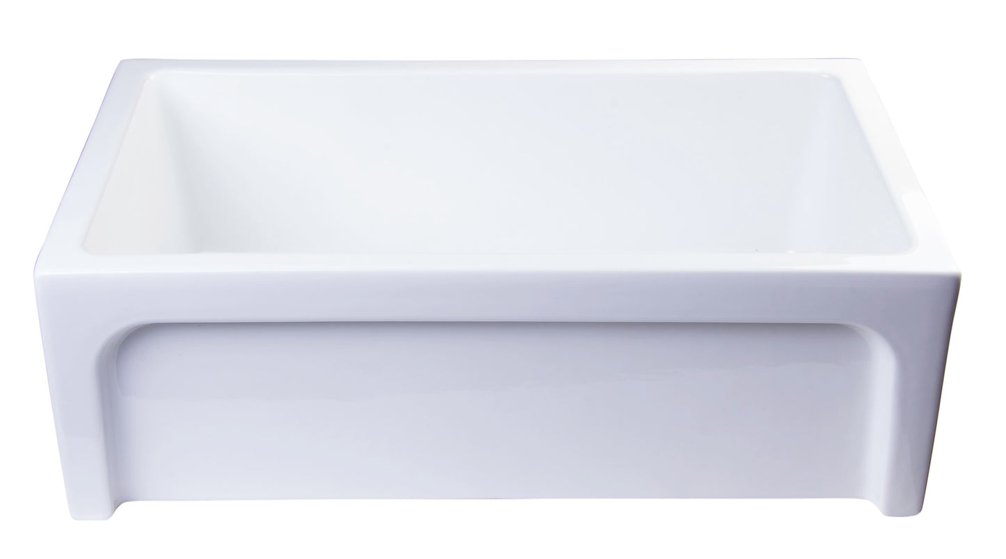 ALFI brand 30" White Arched Apron Thick Wall Fireclay Single Bowl Farm Sink