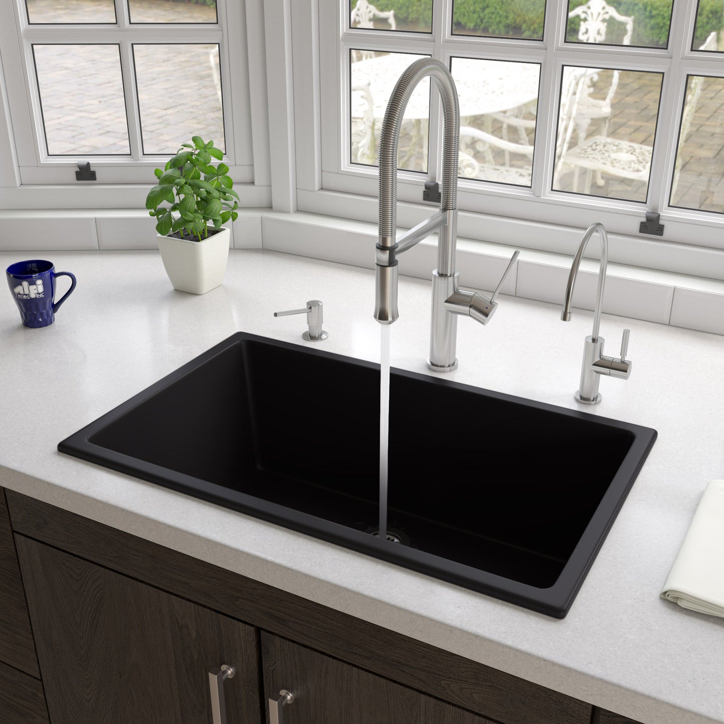 ALFI brand 30" x 18" Fireclay Undermount / Drop In Fireclay Kitchen Sink