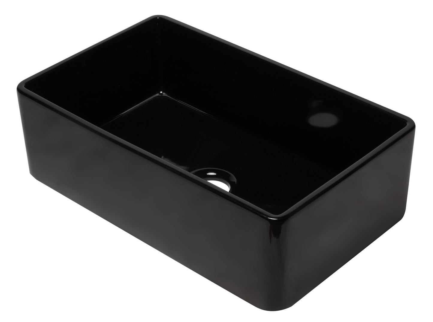ALFI brand AB3320SB-BG Black Reversible Single Fireclay Farmhouse Kitchen Sink