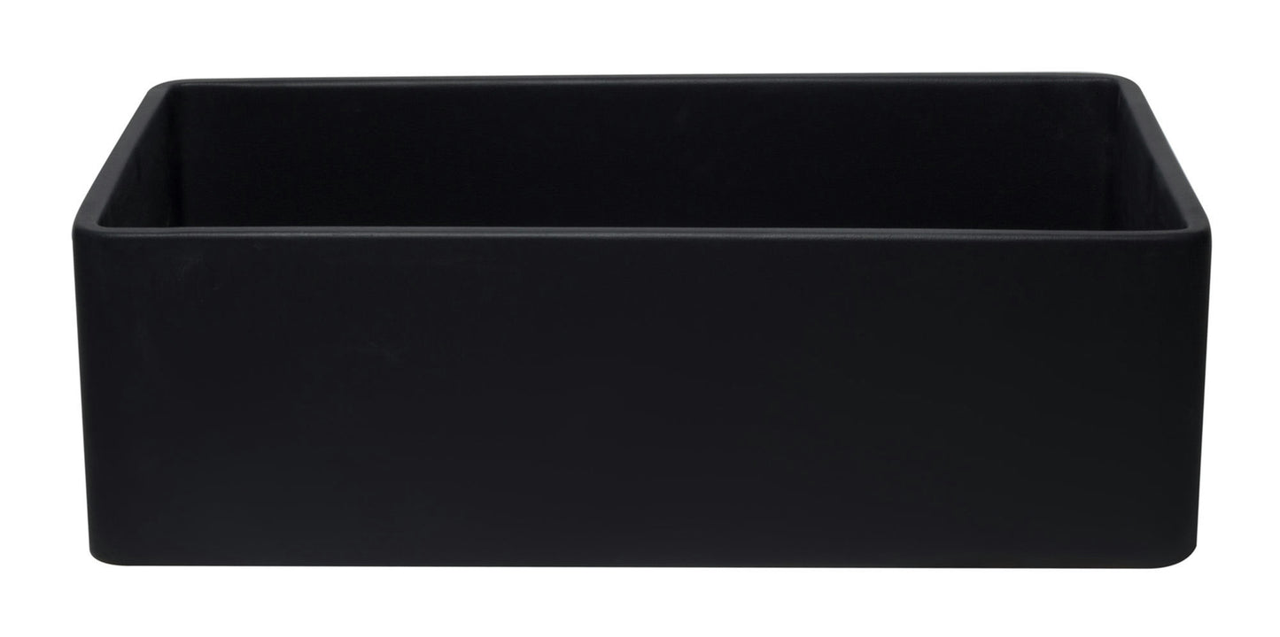ALFI brand AB3320SB-BM Black Reversible Single Fireclay Farmhouse Kitchen Sink