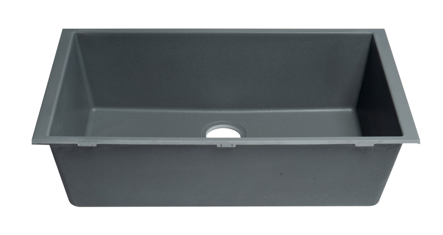 ALFI brand Titanium 33" Single Bowl Undermount Granite Composite Kitchen Sink