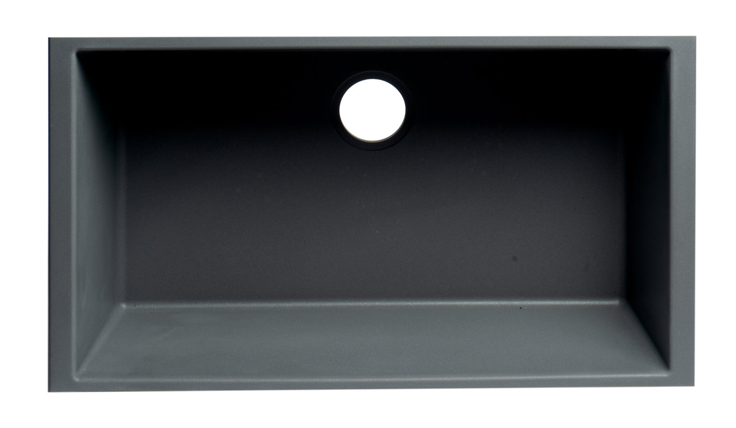 ALFI brand Titanium 33" Single Bowl Undermount Granite Composite Kitchen Sink