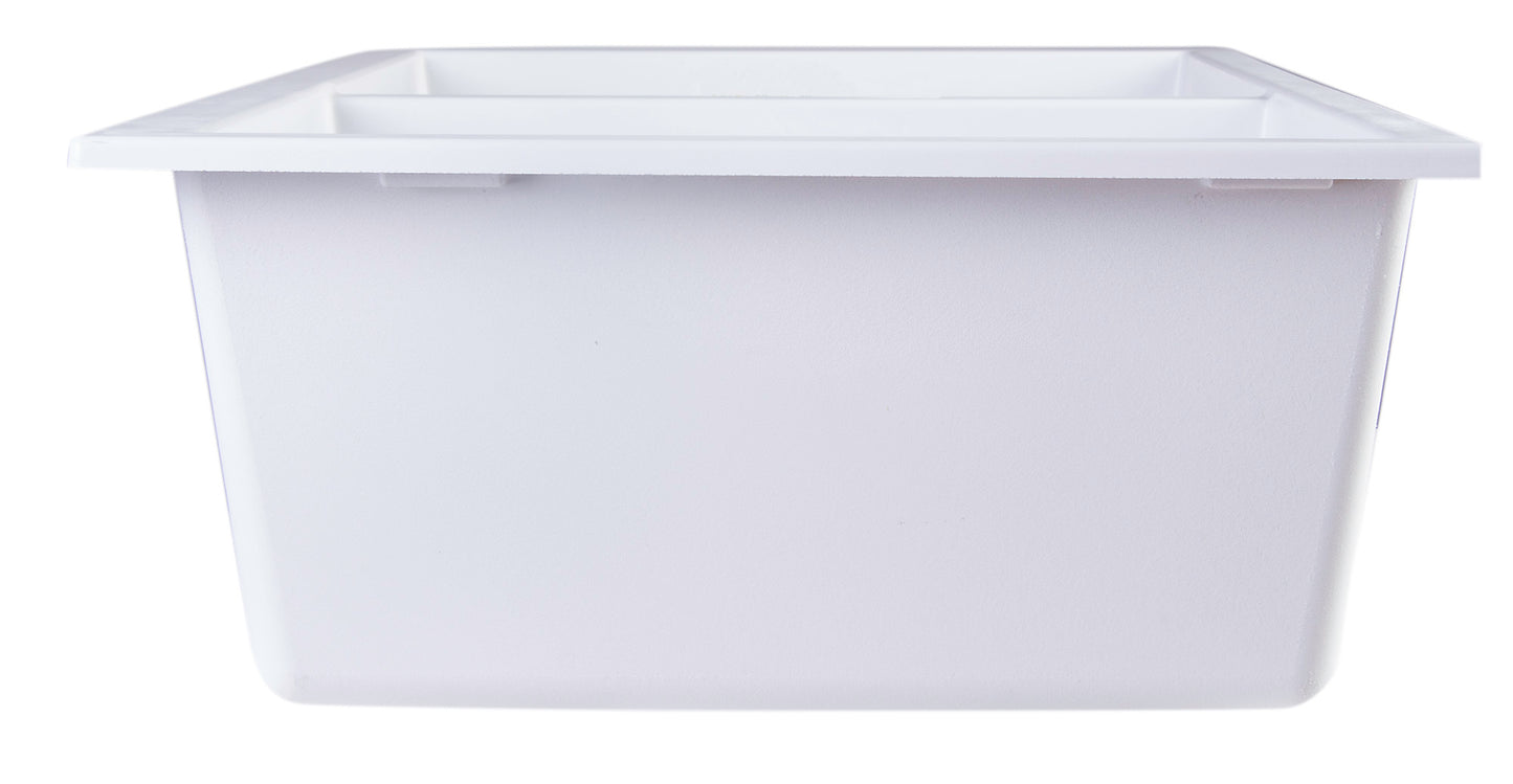 ALFI brand White 34" Undermount Double Bowl Granite Composite Kitchen Sink
