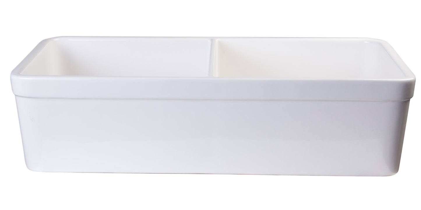 ALFI brand 32" Double Bowl Lip Apron Fireclay Farmhouse Kitchen Sink