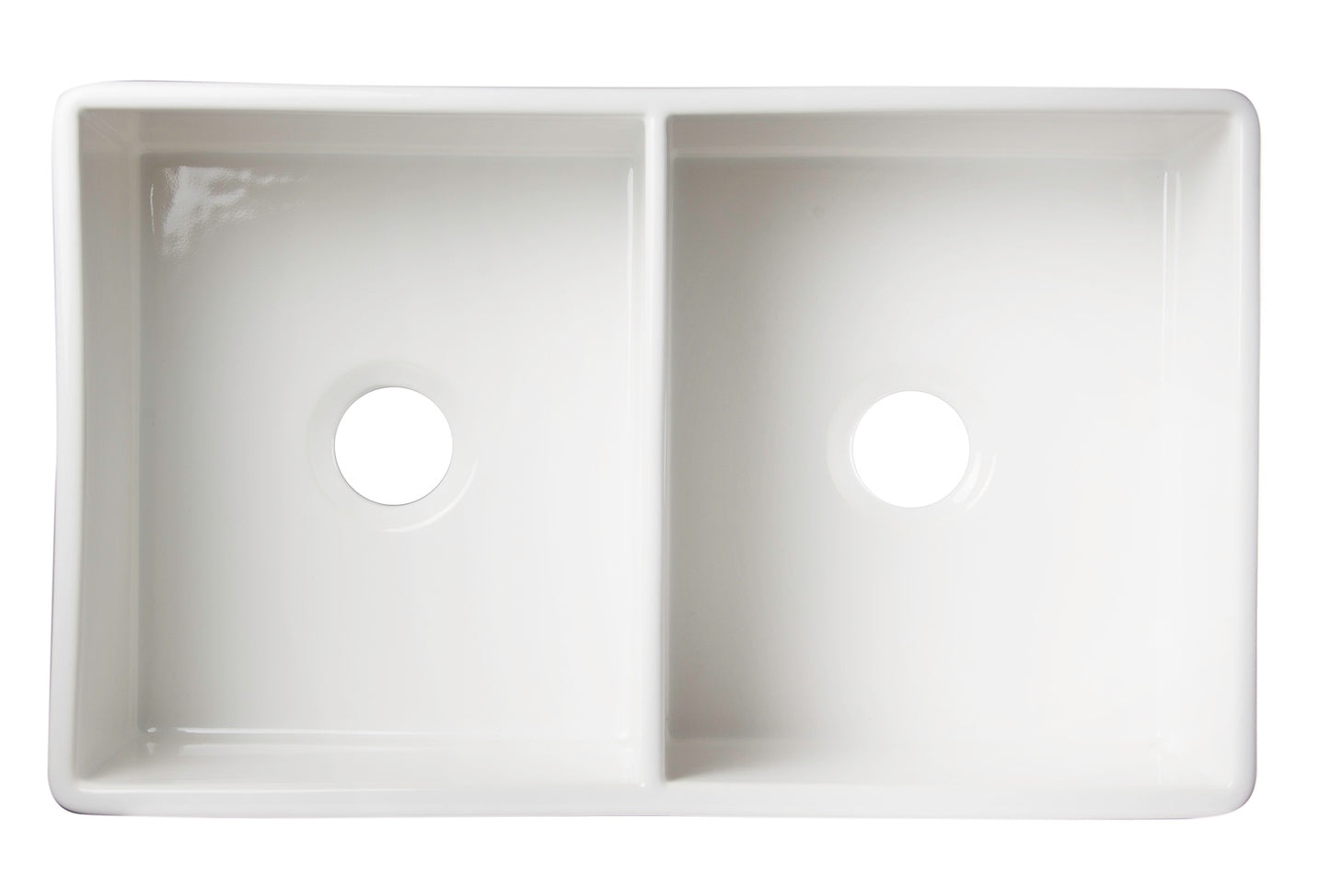 ALFI brand White 32" Smooth Apron Double Bowl Fireclay Farmhouse Kitchen Sink