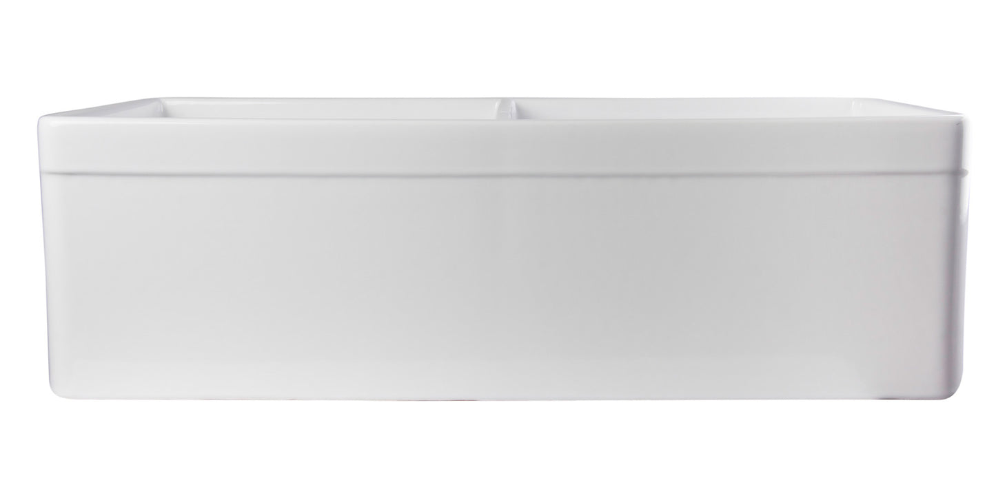 ALFI brand 32" Decorative Lip Apron Double Bowl Fireclay Farmhouse Kitchen Sink