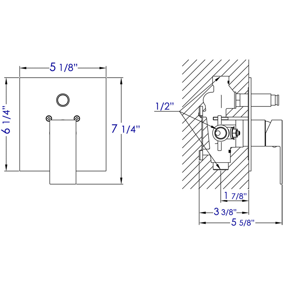 ALFI brandShower Valve Mixer with Square Lever Handle and Diverter