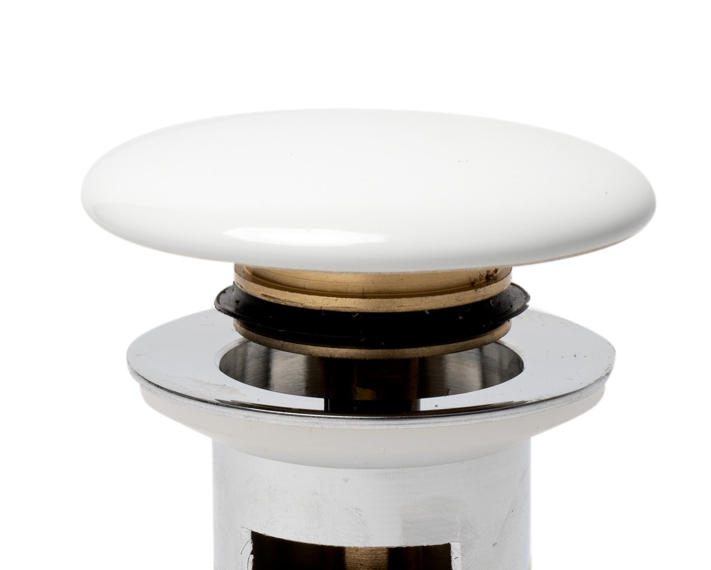 ALFI brand White Ceramic Mushroom Top Pop Up Drain for Sinks with Overflow
