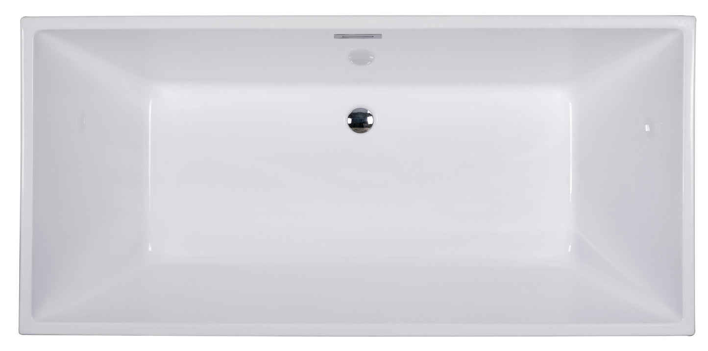 ALFI brand AB8832 67 inch Rectangular Acrylic Free Standing Soaking Bathtub