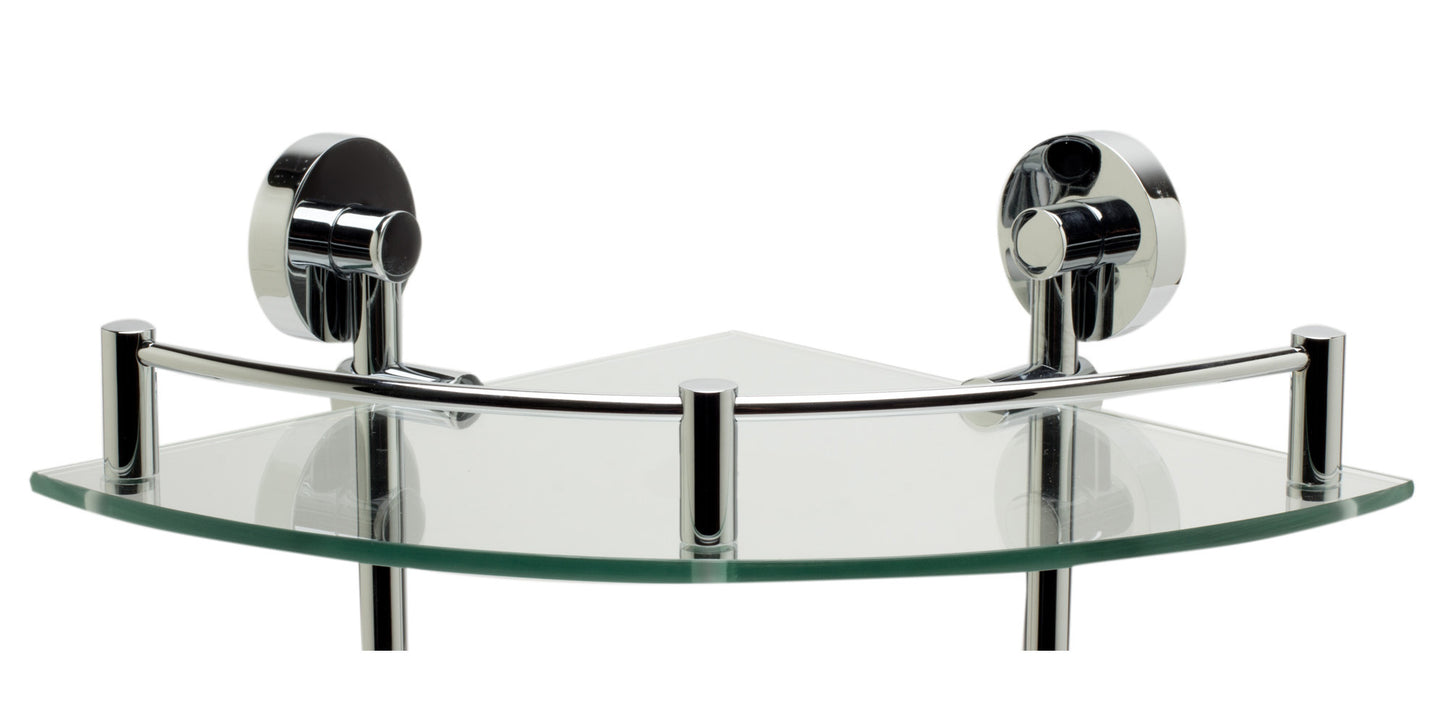 ALFI brand Corner Mounted Double Glass Shower Shelf Bathroom Accessory