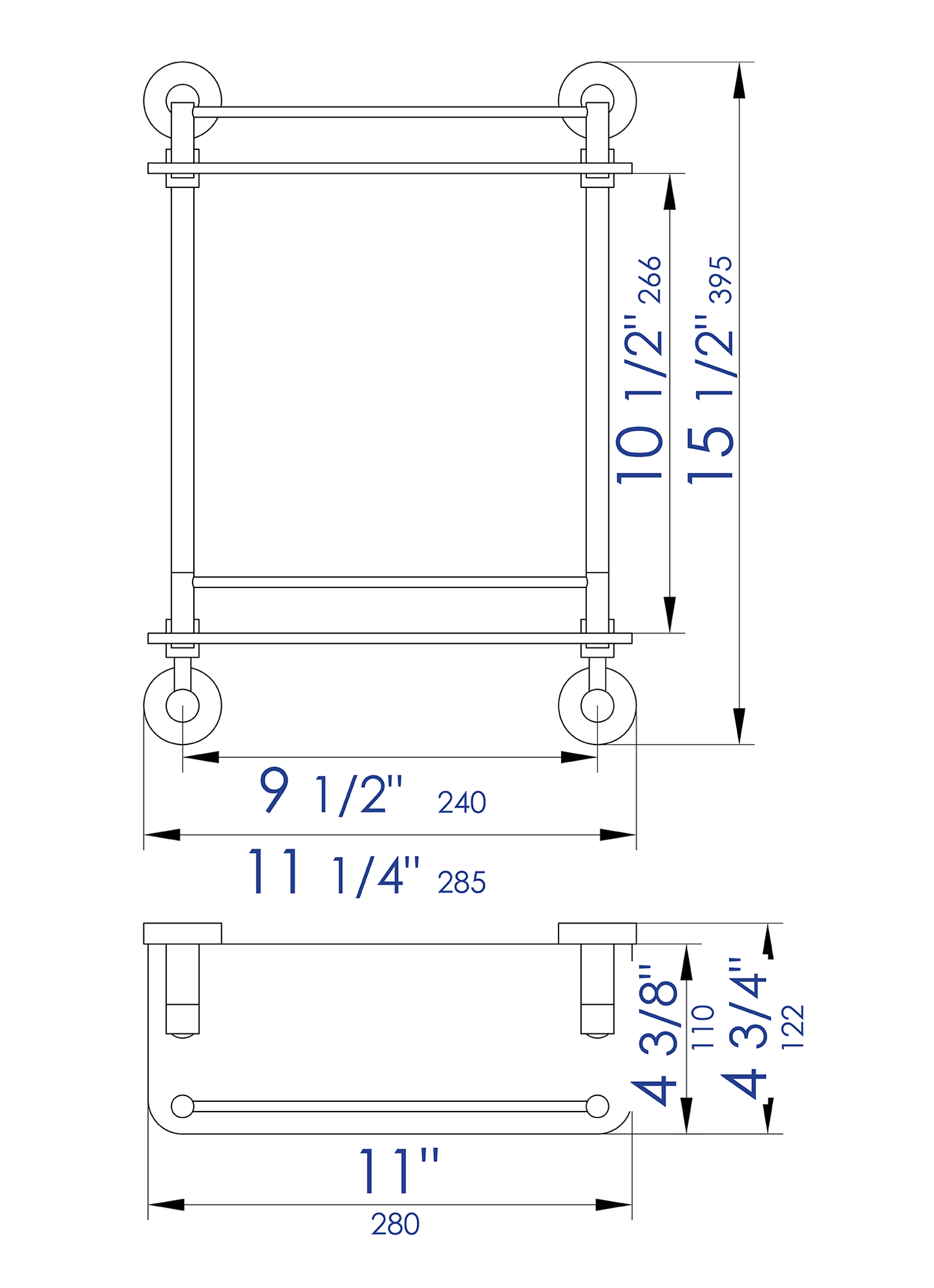 ALFI brand Wall Mounted Double Glass Shower Shelf Bathroom Accessory