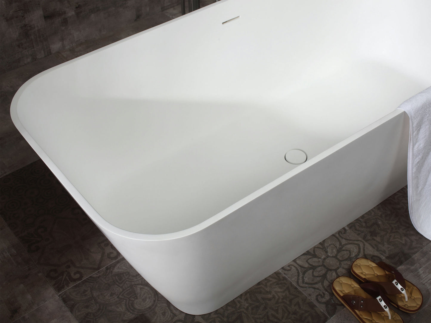 ALFI brand AB9952 67" Rectangular Solid Surface Smooth Resin Soaking Bathtub