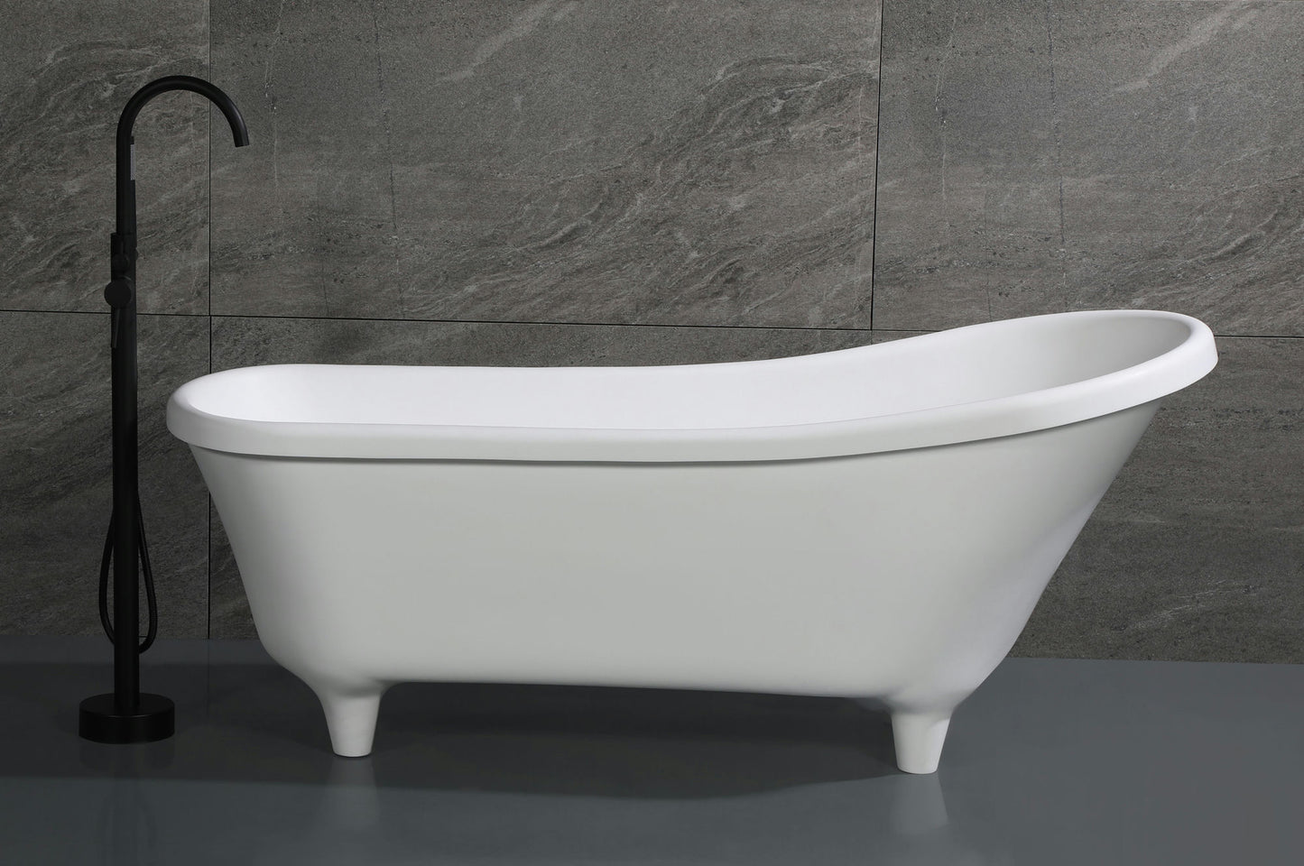 ALFI brand AB9960 67" White Matte Clawfoot Solid Surface Resin Bathtub
