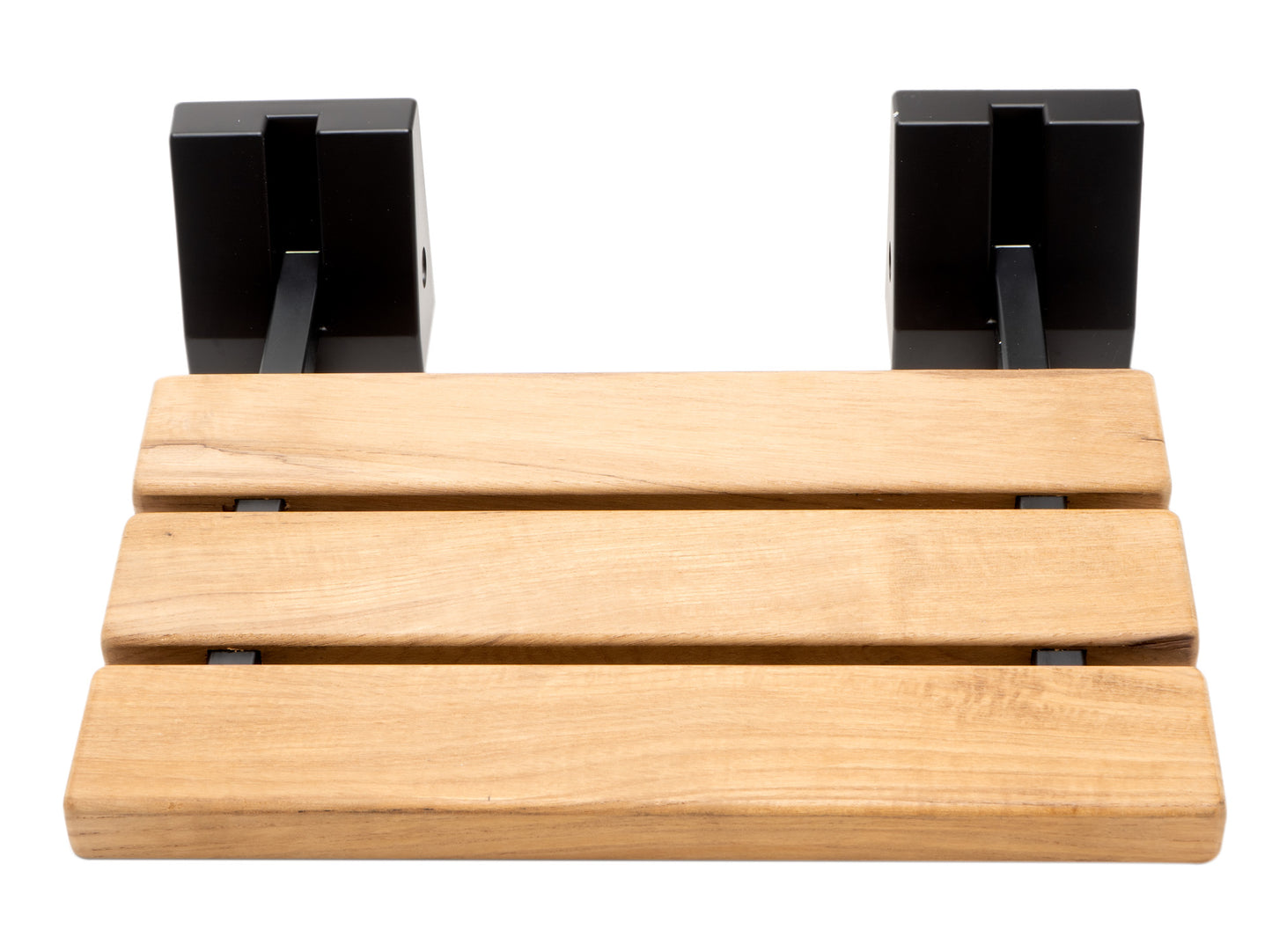 ALFI brand Black Matte 16" Wide Foldable Teak Shower Seat with Square Hardware