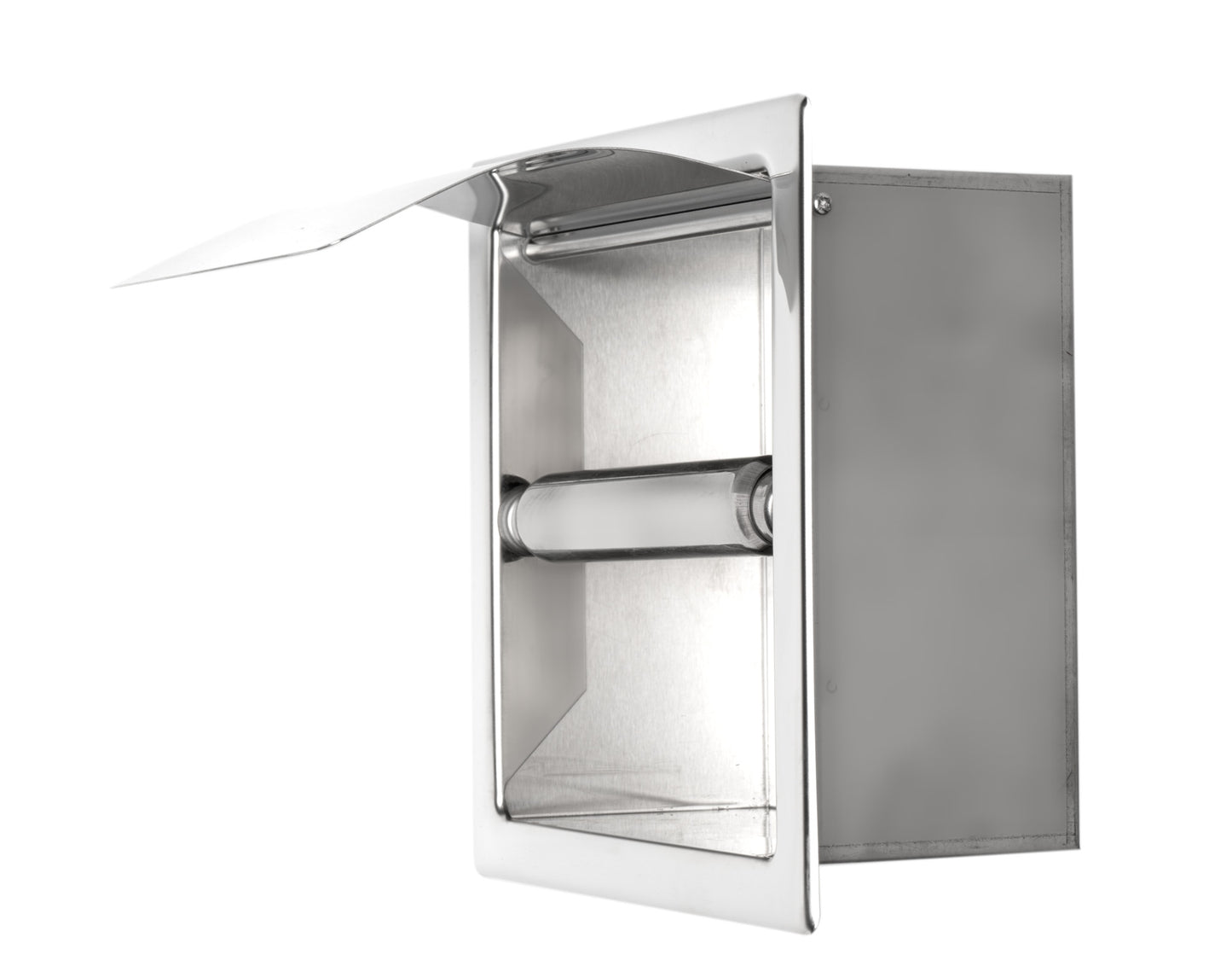 ALFI brand Polished Stainless Steel Recessed Toilet Paper Holder with Cover
