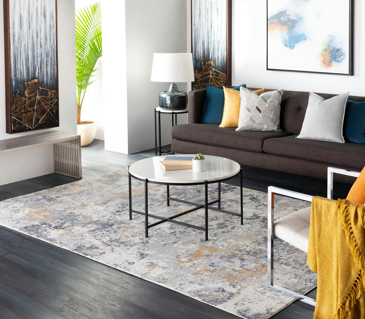 Surya Aisha Rug 5'3" Round - Charcoal