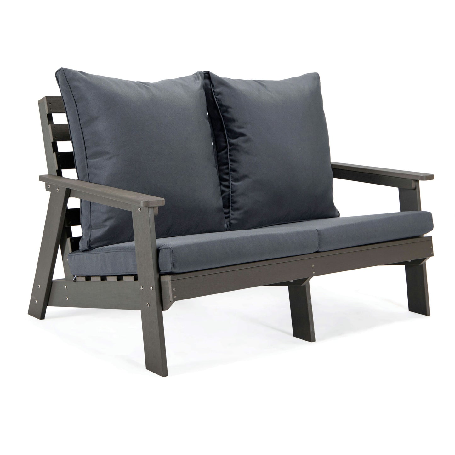 LeisureMod Alpine Poly Lumber 4-Piece Patio Conversation Set- Charcoal