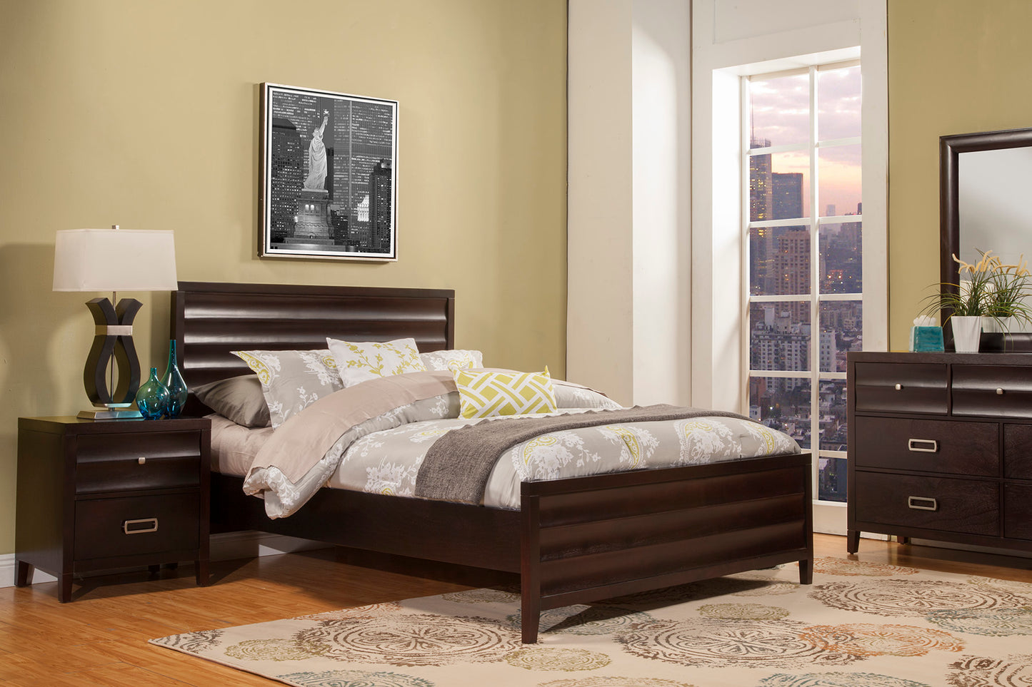 Alpine Furniture Legacy Queen Panel Bed, Black Cherry