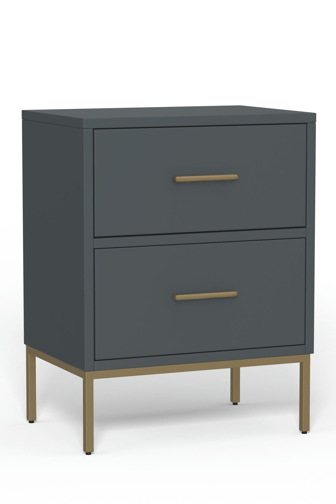 Alpine Furniture Madelyn Two Drawer Nightstand, Slate Gray