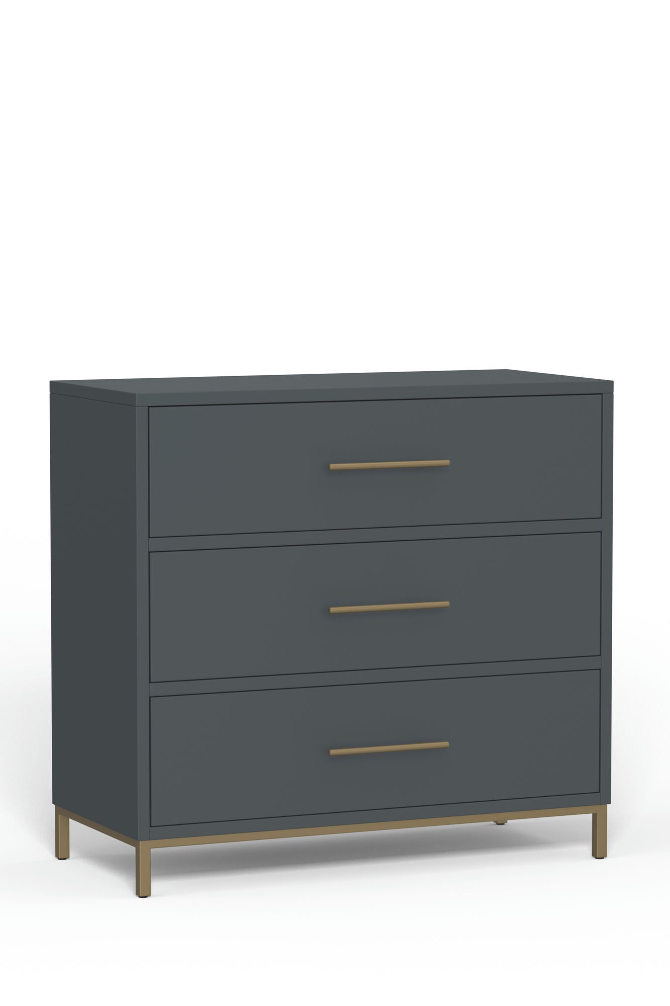 Alpine Furniture Madelyn Three Drawer Small Chest, Slate Gray