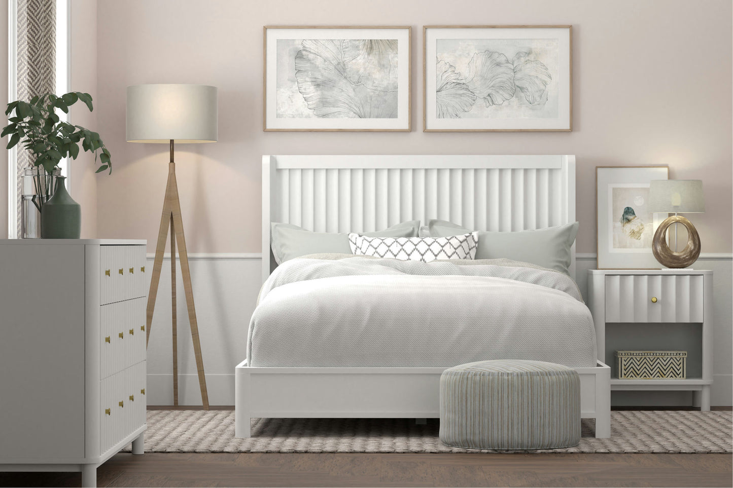 Alpine Furniture Stapleton Standard King Panel Bed, White