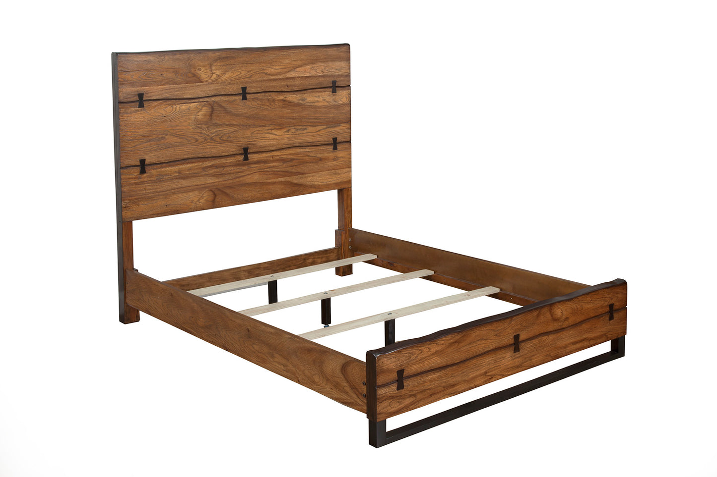 Alpine Furniture Live Edge Full Size Panel Bed, Tobacco
