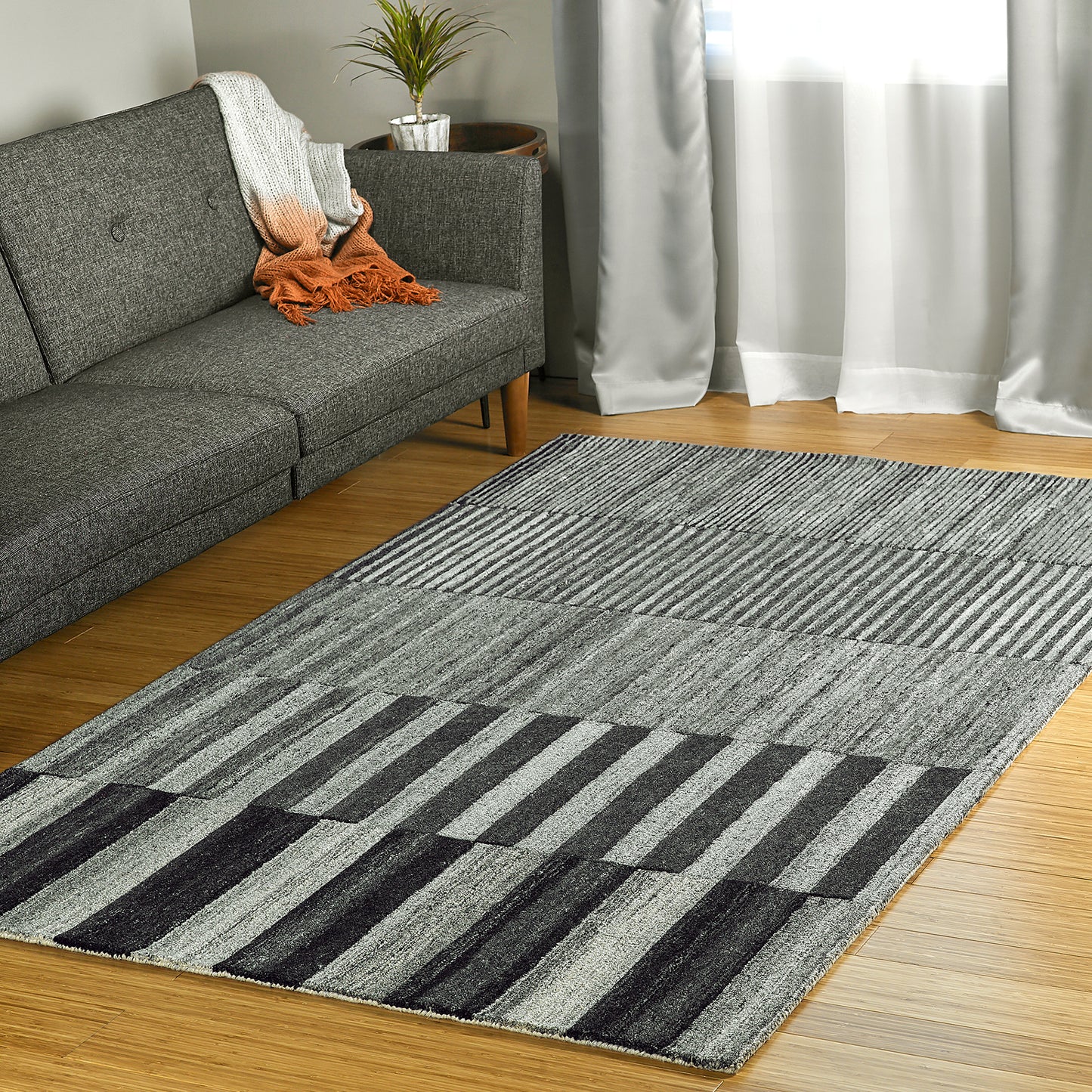 Kaleen Alzada Collection Charcoal Black Runner 2'6" x 8'
