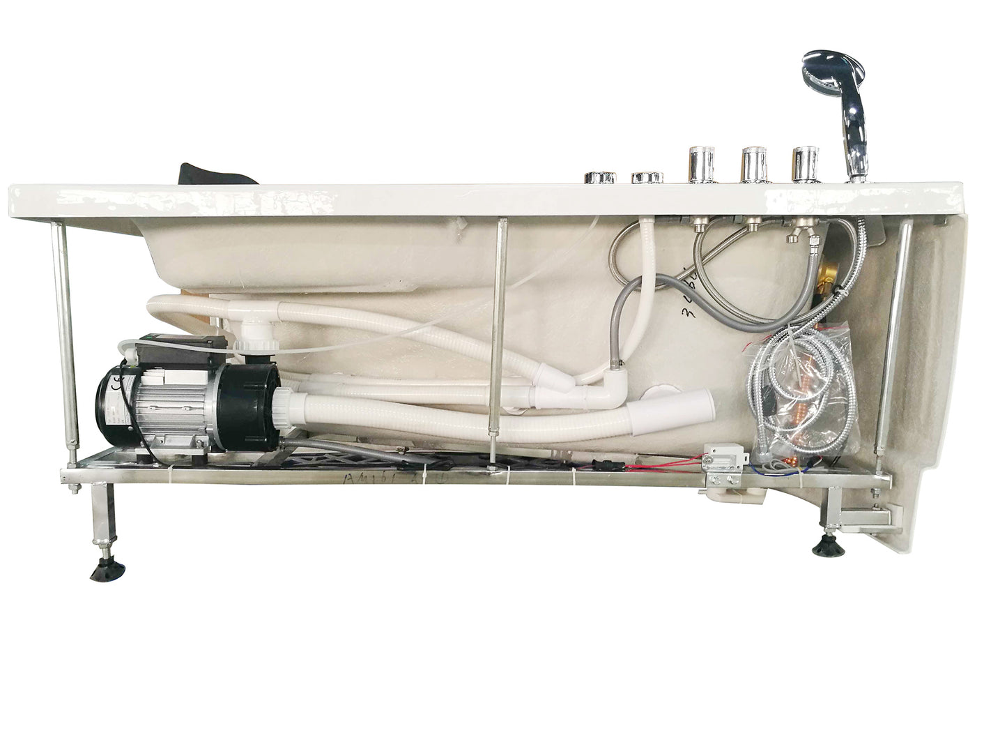 EAGO 5' Single Person Corner White Acrylic Whirlpool Bath Tub - Drain on Left