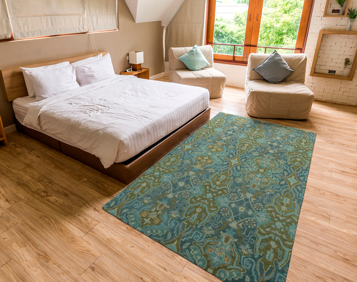 Kaleen Amaranta Collection Dark Peacock Area Rug 5' x 7'9"