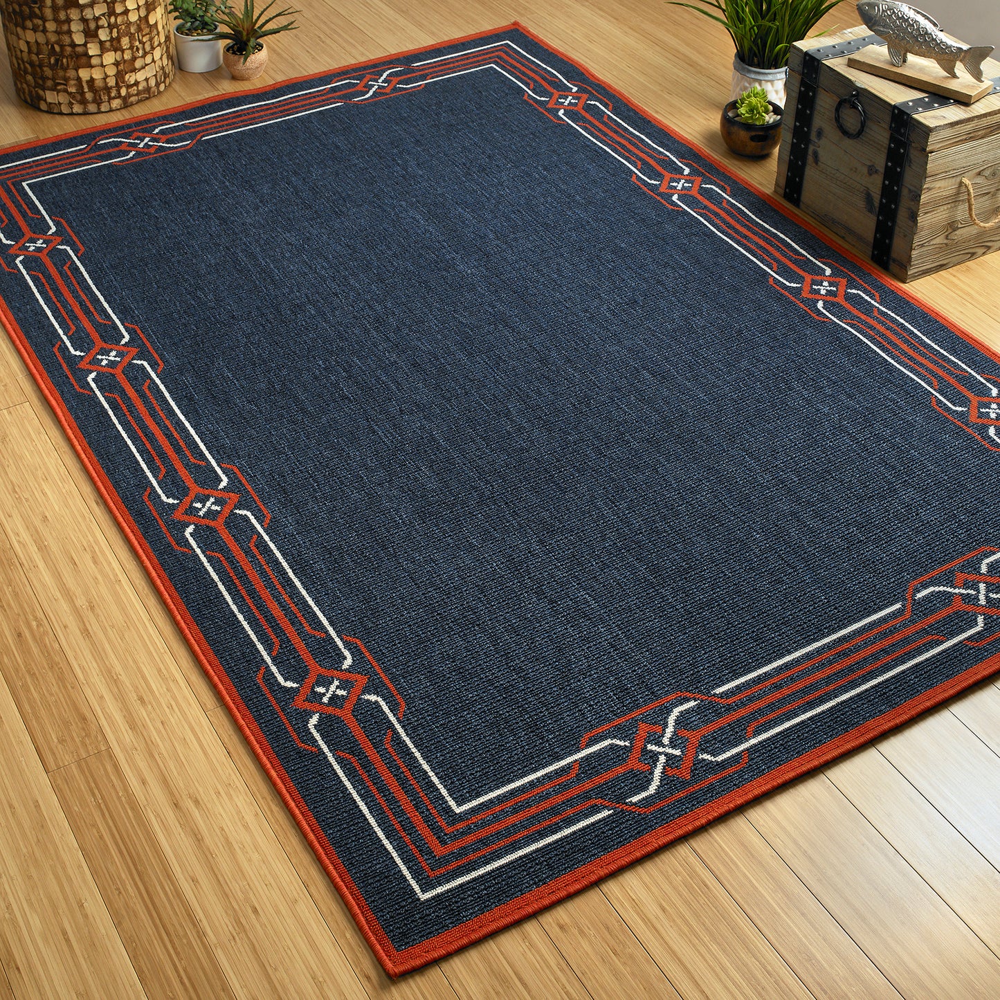 Kaleen Amalie Collection Navy Tangerine Runner 2'2" x 8'