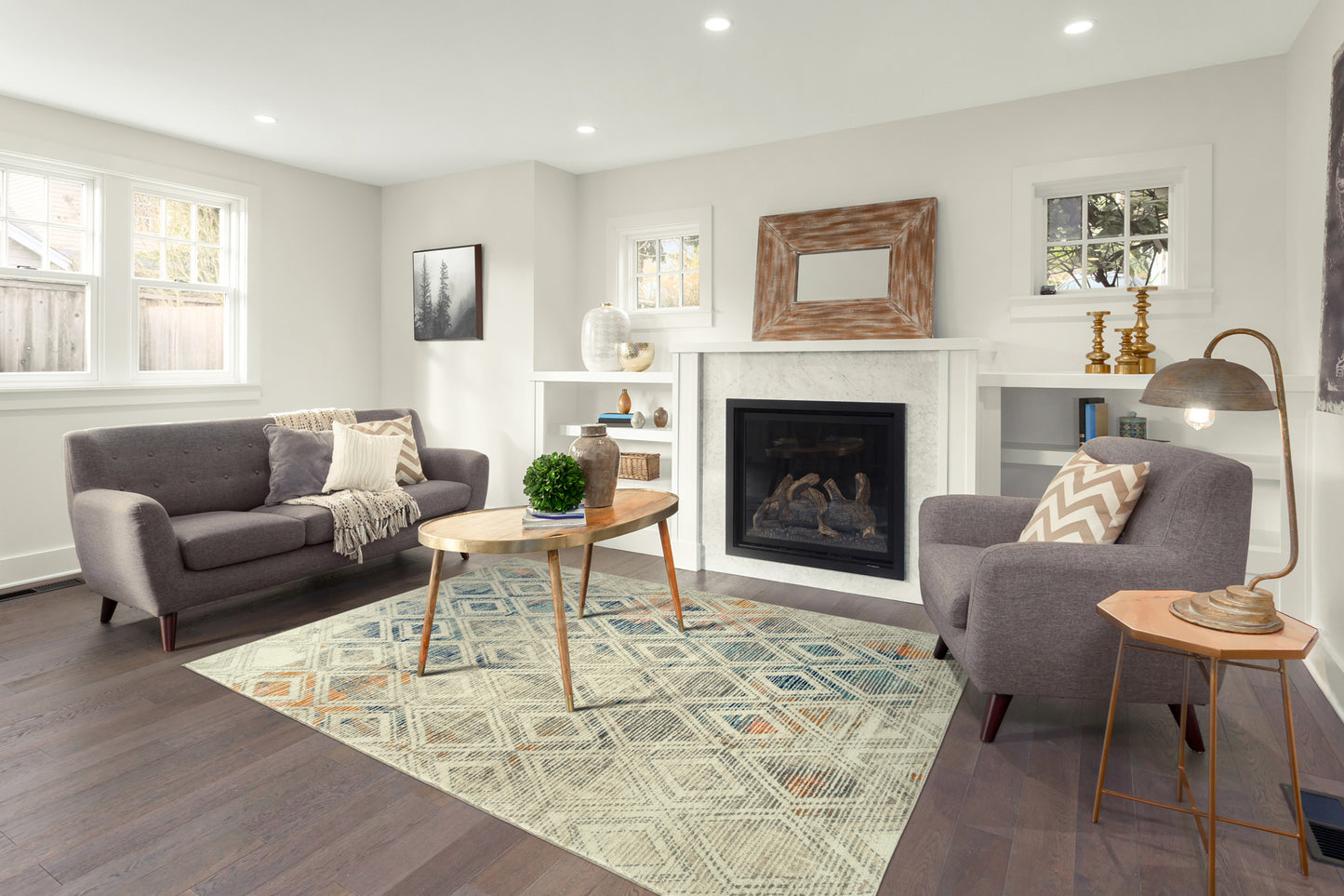 Kaleen Ania Collection Light Silver Area Rug 5'3" x 7'