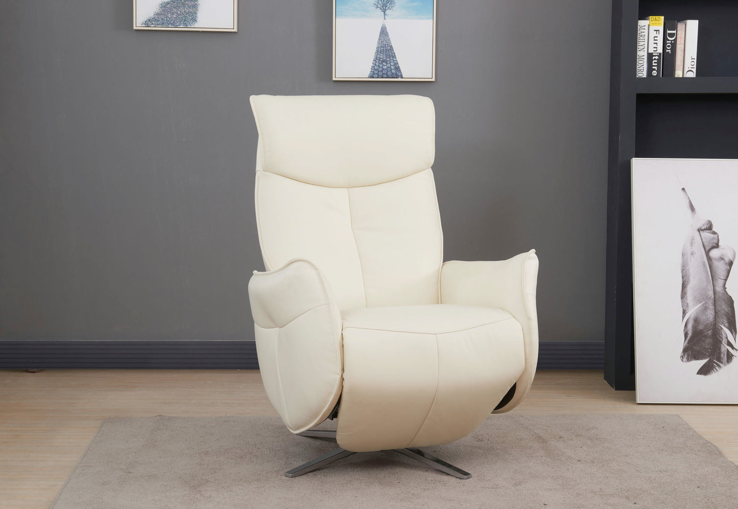 15P-1141 Ardon Swivel Pedestal Power Recliner, Capri White