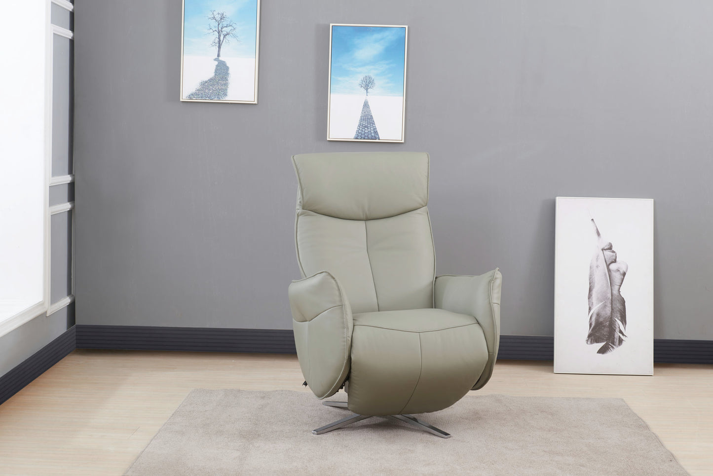 15P-1141 Ardon Swivel Pedestal Power Recliner, Capri Grey