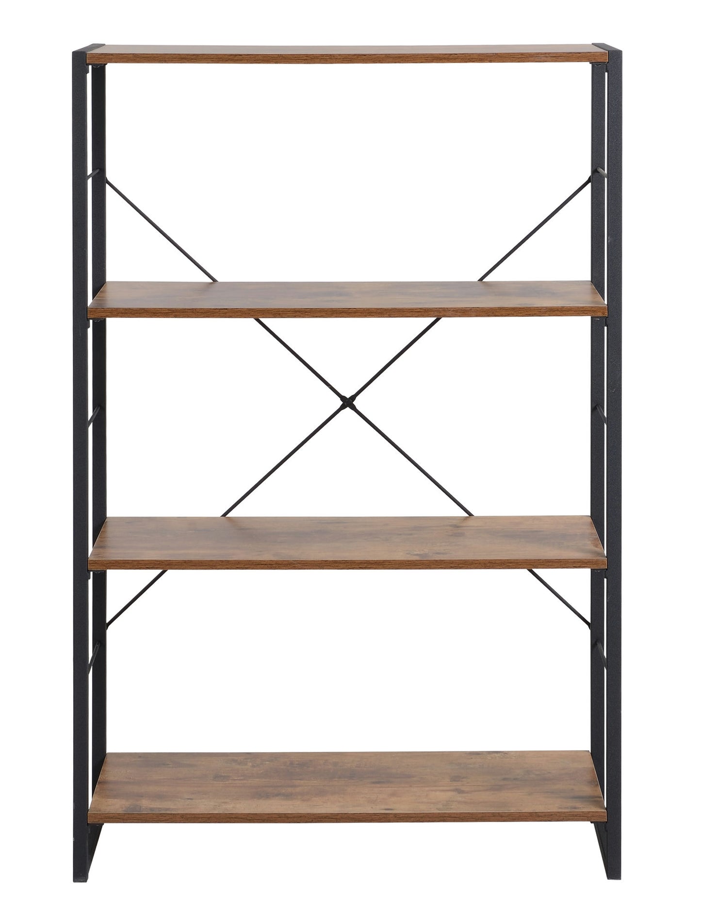 4 Tier industrial look metal and wood bookcase