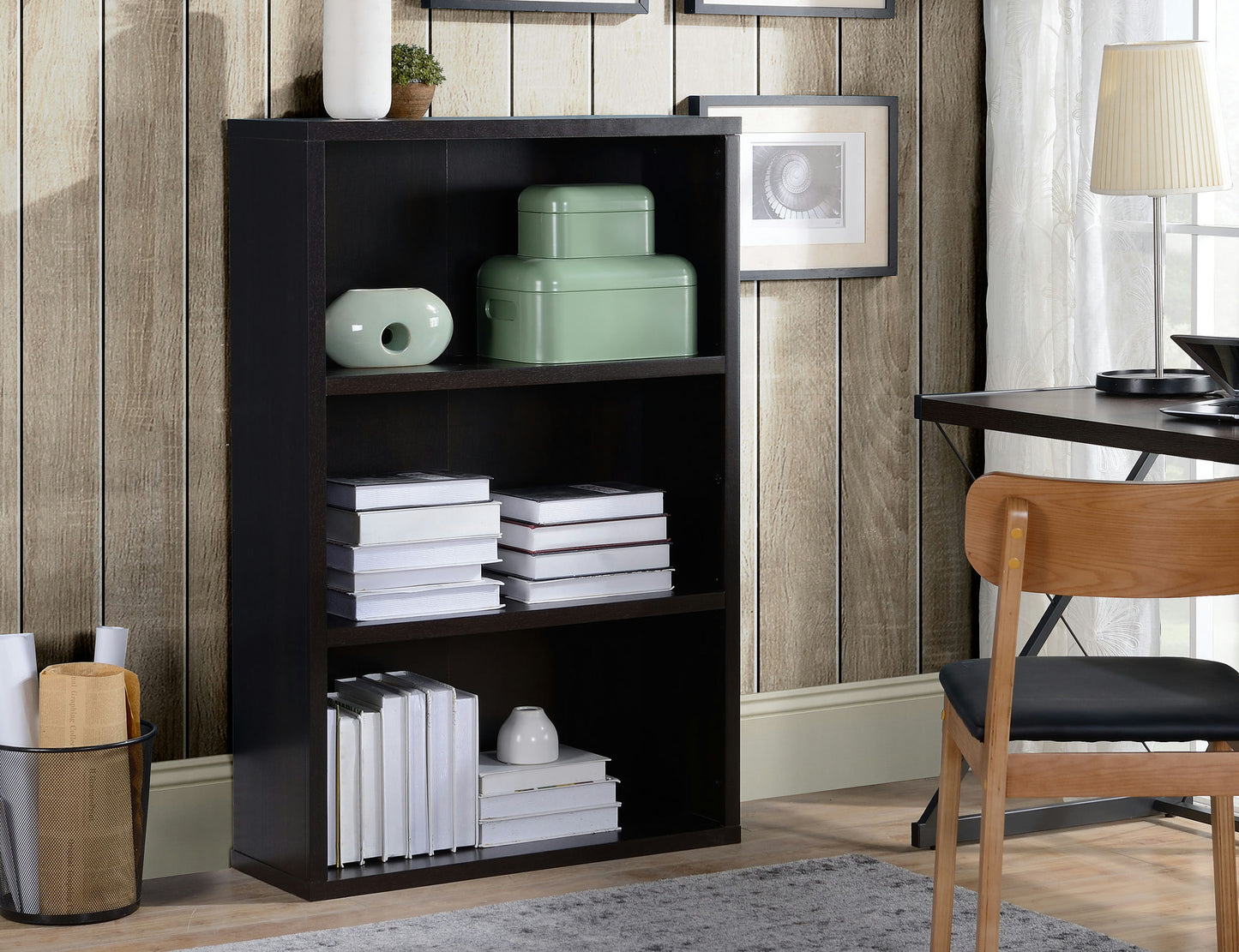 3 Shelf Wood Bookcase